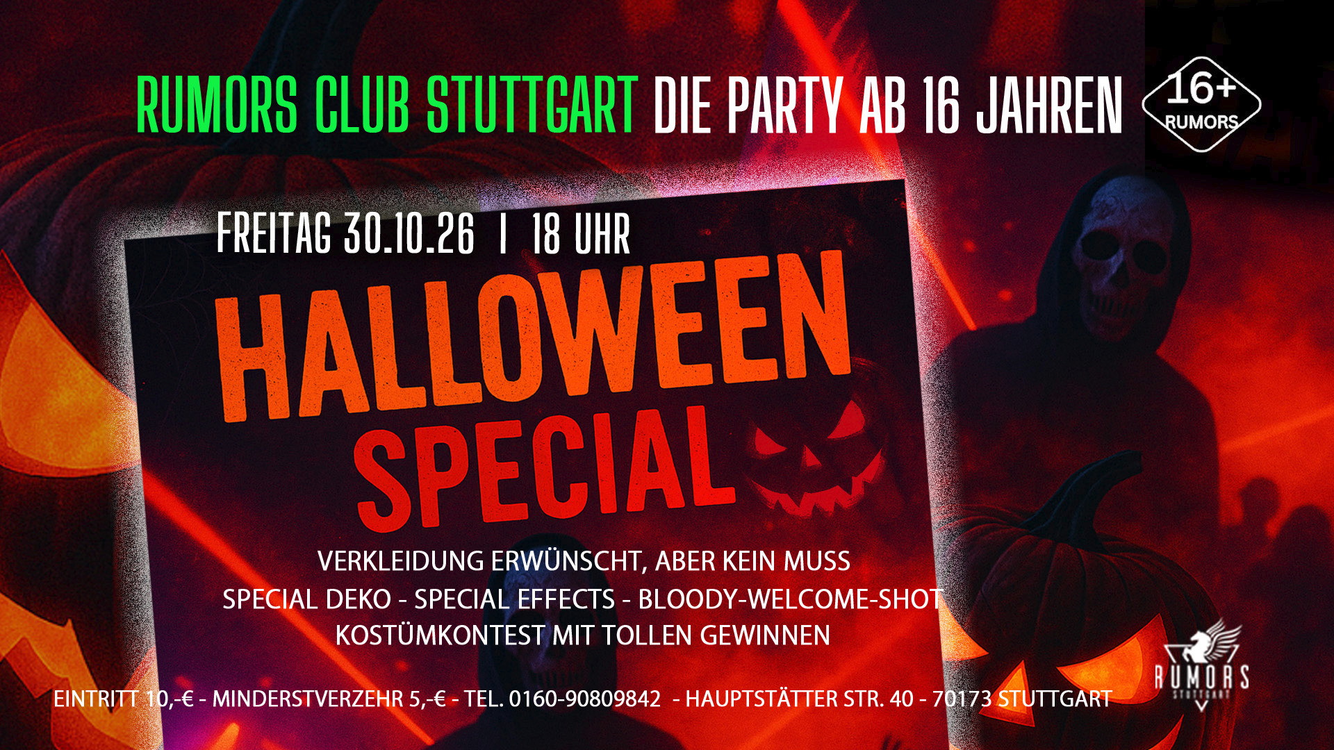 Halloween-Party ab 16+ I Rumors Club on 30.10.2026 in Stuttgart ...